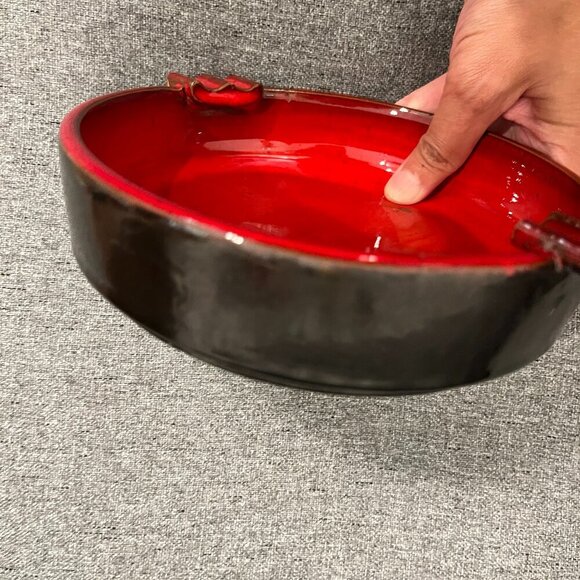 Vintage Mid-Century Modern Red & Black Ceramic Ashtray - Picture 5 of 6